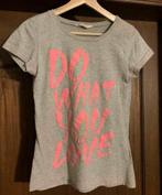 grijs t-shirt h&m 'do what you love' maat 158/164 12-14 jaar, Meisje, Gebruikt, Ophalen of Verzenden, Shirt of Longsleeve