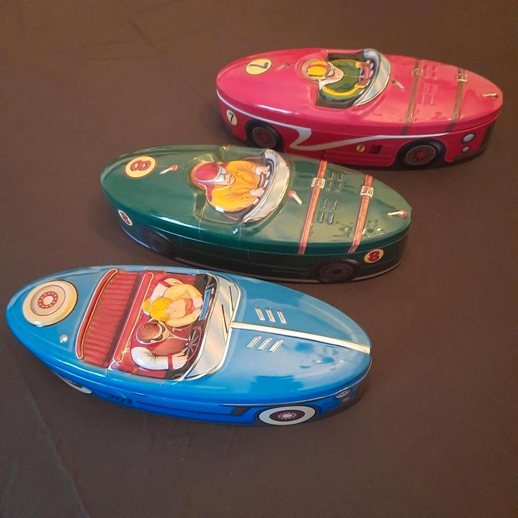 3 BLIKKEN AUTO´s GROOT als OPBERGDOZEN  * NIEUW * TOP ! *, Antiek en Kunst, Antiek | Speelgoed, Ophalen