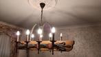 zware rustieke balk luster met 8 lichtpunten, Ophalen, Gebruikt, Metaal