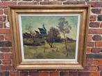 Tableau peinture toile cadre Campagne Lasne signé Bruyninx, Ophalen of Verzenden