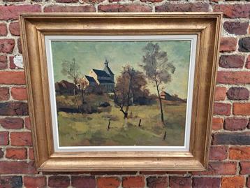 Tableau peinture toile cadre Campagne Lasne signé Bruyninx beschikbaar voor biedingen
