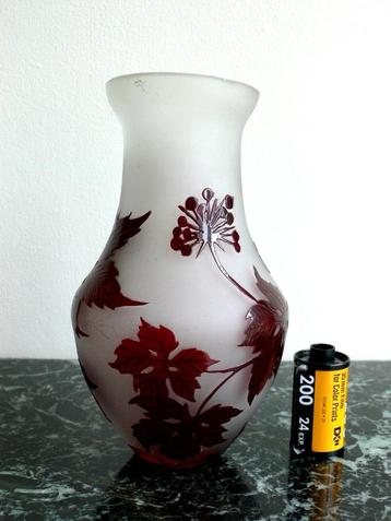 Vase en pâte de verre Art Nouveau à décor floral gravé disponible aux enchères