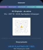 K3 Reünie sportpaleis, Tickets en Kaartjes, Concerten | Overige, Drie personen of meer, Oktober