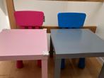 Tafeltje en stoeltje set vierkant Ikea kids roze en grijs, Maison & Meubles, Tables | Tables d'appoint, 45 à 60 cm, 55 à 75 cm