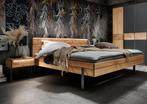 Massief houten bed OLAF met metalen details., Maison & Meubles, Neuf, 200 cm, Bois, Envoi