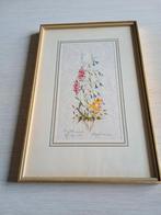vintage goudkleurige kader met bloem prent in, Huis en Inrichting, Woonaccessoires | Wanddecoraties, Ophalen of Verzenden, Zo goed als nieuw