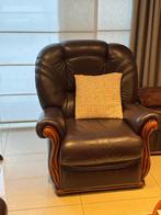 Fauteuil in bruin leer, Ophalen, Zo goed als nieuw, Leer
