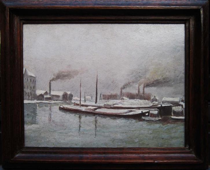 De Schelde onder de sneeuw, Sint Niklaas, Antwerpen, Antiek en Kunst, Kunst | Schilderijen | Klassiek, Ophalen