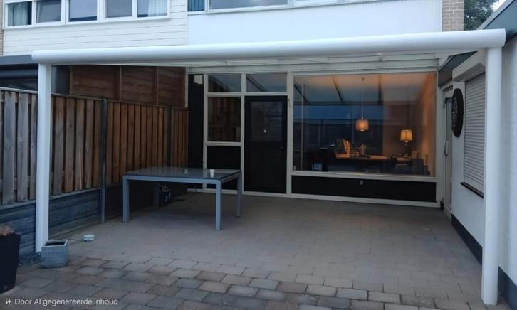 terrasoverkapping polycarbonaat 5x4 m breed x diep gebruikt, Tuin en Terras, Overkappingen, Gebruikt, Veranda, Ophalen