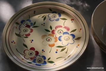 Retro vintage antiek oud bord en schotel Boch floraal, Enlèvement ou Envoi