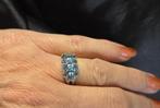 Gouden Vintage ring edelsteen topaas en diamant. 2025/646., Handtassen en Accessoires, Ringen, Zo goed als nieuw, 17 tot 18, Met edelsteen