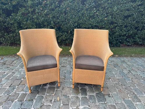 2 comfortabele zetels Lloyd Loom met kussen, Huis en Inrichting, Stoelen, Zo goed als nieuw, Twee, Overige materialen, Overige kleuren