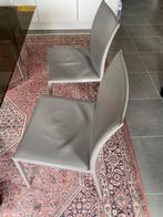 6 prachtige grijs lederen stoelen Zanotta, Huis en Inrichting, Ophalen, Gebruikt, Grijs, Leer