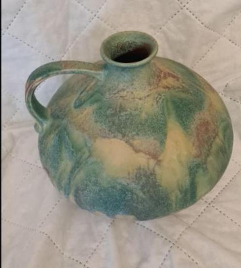 Handgemaakte ronde vaas abstracte stijl Ruscha Art, Huis en Inrichting, Woonaccessoires | Vazen, Zo goed als nieuw, Groen, Minder dan 50 cm