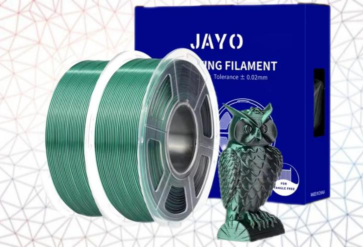 JAYO 3D filament SILK PLA+ plus Dualcolor Zwart/ Groen 1,1kl, Computers en Software, 3D-printerbenodigheden, Nieuw, Verzenden