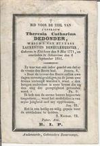 doodsprentje -Dedonder t.c., Ophalen of Verzenden, Bidprentje