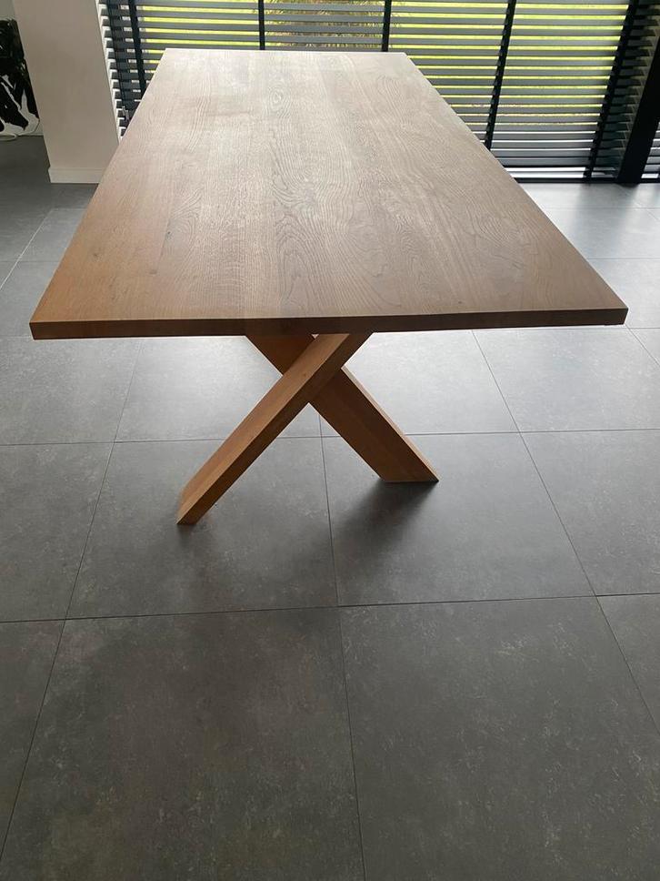 Massief eiken onbehandelde eettafel Ethnicraft, Huis en Inrichting, Tafels | Eettafels, Gebruikt, 50 tot 100 cm, 200 cm of meer