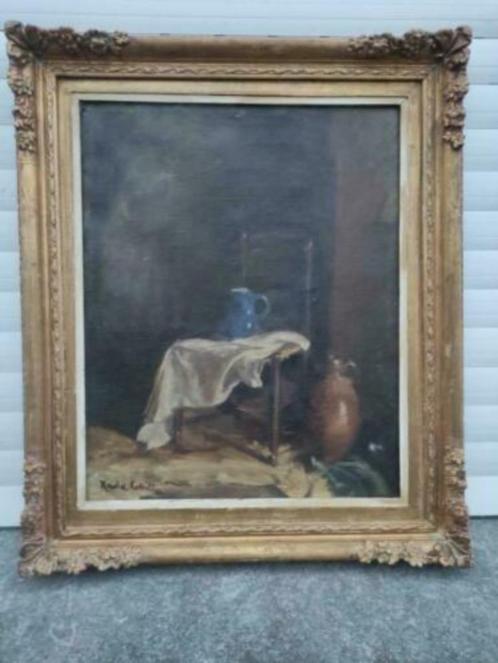 Huile sur toile nature morte signe Xavier collet, Antiek en Kunst, Kunst | Schilderijen | Klassiek, Ophalen of Verzenden
