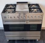 ☘️️️ Poêle Boretti de luxe 90 cm en acier inoxydable + 2 fou, Electroménager, Cuisinières, Comme neuf, 5 zones de cuisson ou plus