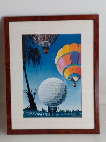 Magnifique ballon lithographique vintage de golf Gerald Acke