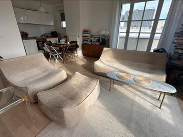 Salon cinna canapé trois places fauteuil et pouf, Enlèvement ou Envoi, Comme neuf, Tissus, Togo ligne roset cinna kashima 1980 1970
