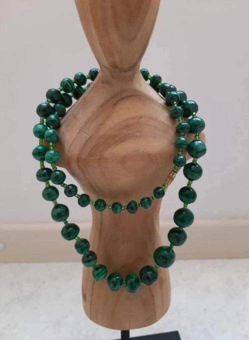 Malachiet kralen ketting - 64 cm 💚, Handtassen en Accessoires, Kettingen, Groen, Ophalen