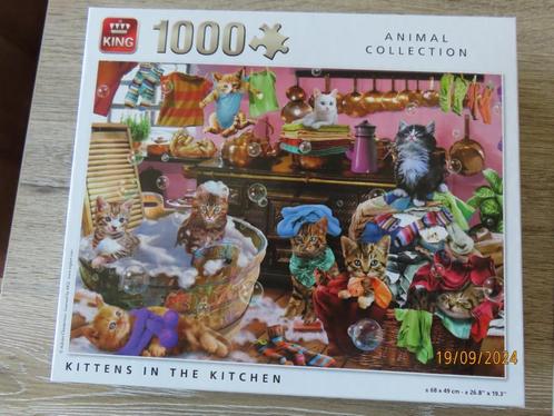 Puzzel 1000 stukjes - Kittens in the Kitchen, Hobby en Vrije tijd, Denksport en Puzzels, Zo goed als nieuw, Legpuzzel, 500 t/m 1500 stukjes