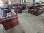 Oxblood rood leder Chesterfield salon 3+2+1 gratis bezorging, Ophalen of Verzenden