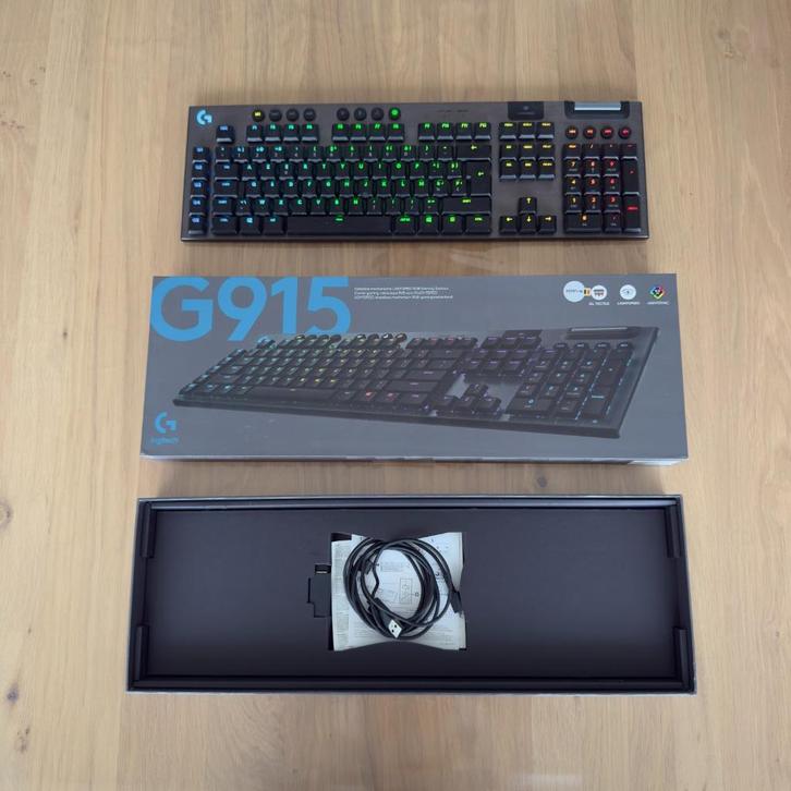Logitech G915 AZERTY BE - Draadloos Gaming Toetsenbord, Computers en Software, Toetsenborden, Zo goed als nieuw, Azerty, Draadloos