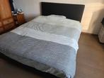 Bed zwart leder boxspring, Huis en Inrichting, Slaapkamer | Bedden, Ophalen, Overige materialen, Gebruikt, Zwart