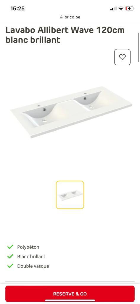 Vasque Allibert Wave 120, Doe-het-zelf en Bouw, Sanitair, Nieuw, Wastafel, Steen, Ophalen of Verzenden