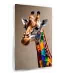 Toile d'art Rainbow Mosaic Giraffe 60x90cm - 18mm., Maison & Meubles, 75 à 100 cm, Envoi, Création originale, 50 à 75 cm