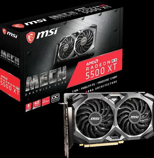MSI Radeon RX 5500 XT Mech 8G OC – 8GB GDDR6 videokaart, Computers en Software, Videokaarten, Zo goed als nieuw, AMD, PCI-Express 3.0