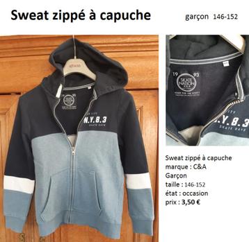 Sweat zippé à capuche beschikbaar voor biedingen