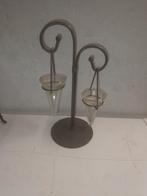 Dubbele theelichthouder in metaal en glas, Ophalen of Verzenden