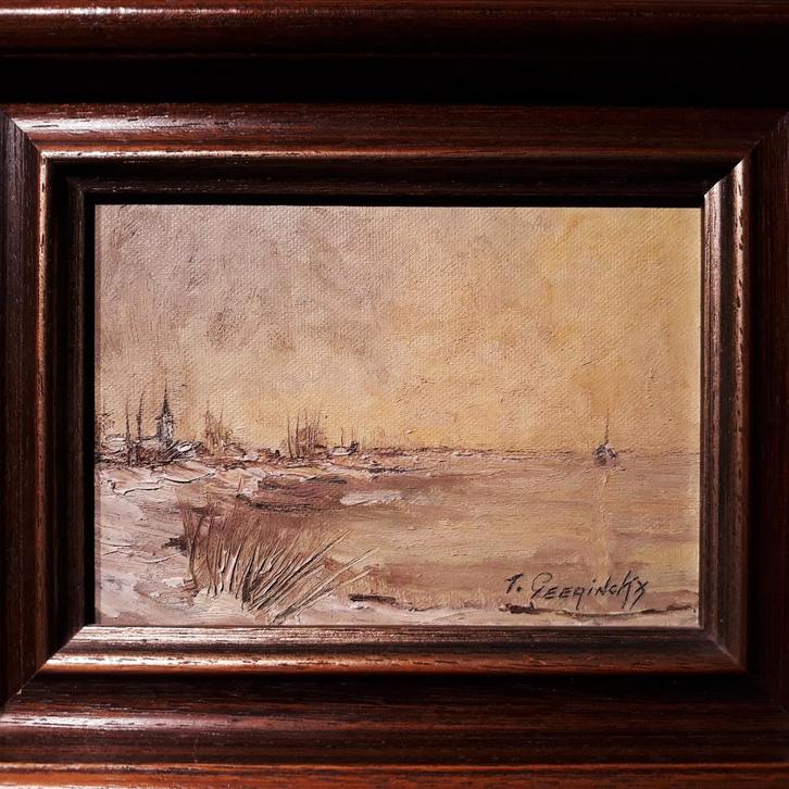 Tuur Geerinckx, Marine, Olie op doek 23x28cm, Antiek en Kunst, Kunst | Schilderijen | Klassiek, Ophalen of Verzenden