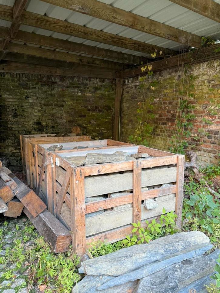 Sierstenen - lot grote keien ong 2,5m3 in kisten, Tuin en Terras, Grind, Keien en Split, Gebruikt, Kei, Beige, Overige materialen