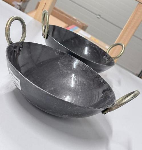 2X kadai IJzer lohe di kadai kookgerei IJzeren Kadhai pan, Huis en Inrichting, Keuken | Potten en Pannen, Ophalen of Verzenden