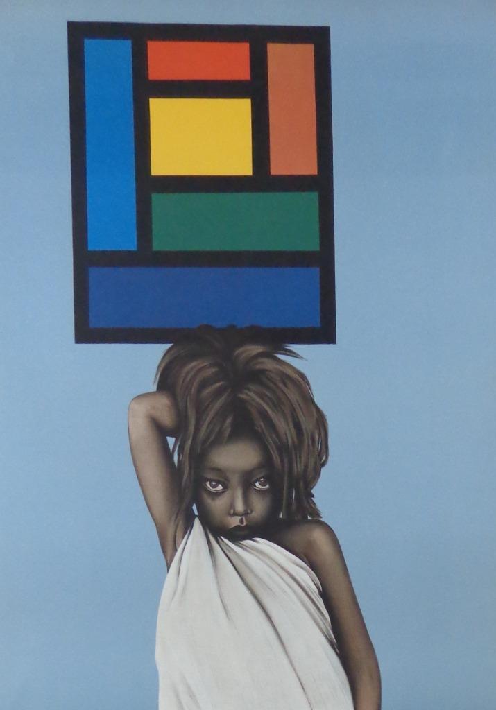 GUY VAN DEN BULCKE / FIGURATIE / KLEURLITHO / 89x63cm / SIG, Antiek en Kunst, Kunst | Litho's en Zeefdrukken, Ophalen of Verzenden