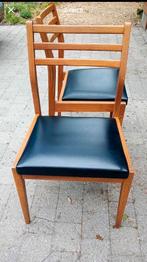 2 vintage stoelen in teak en leder, Huis en Inrichting, Ophalen, Zo goed als nieuw