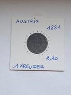 Austria 1 kreuzer 1881, Timbres & Monnaies, Monnaies | Europe | Monnaies non-euro, Enlèvement ou Envoi