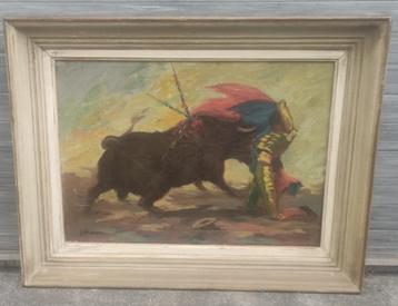 huile sur toile torero signe f serre beschikbaar voor biedingen