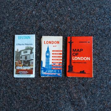 Britain map + 2 x Londen Citymap.  beschikbaar voor biedingen