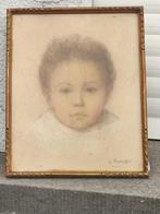 Dessin pastel enfant signe Alfred duriau, Antiek en Kunst, Kunst | Tekeningen en Fotografie, Ophalen of Verzenden