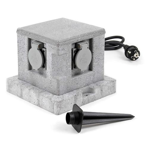 Buitenstopcontact "Graniet" laag | 4-voudig, Huis en Inrichting, Woonaccessoires | Zuilen en Pilaren, Nieuw, Ophalen of Verzenden