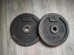 2 x 5kg Domyos halterschijven. (10kg), Sport en Fitness, Ophalen, Gebruikt, Benen, Halterschijven