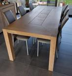 Eettafel met 6 stoelen, barkast, dressoir en salontafel, Huis en Inrichting, Ophalen, Gebruikt, 4 tot 6 stoelen