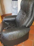 Zwarte lederen relaxzetel Cumulus, Huis en Inrichting, Ophalen, Minder dan 50 cm, Gebruikt, Leer
