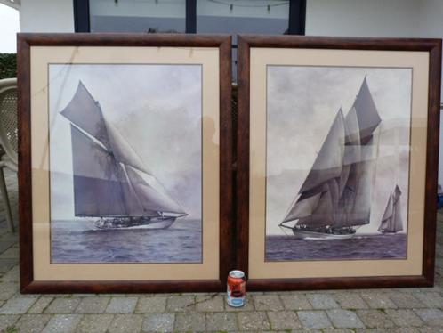 2 XXL kaders met zeilschepen - 99 x 80 cm !, Antiek en Kunst, Curiosa en Brocante, Ophalen