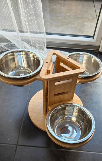 3delig hondenvoerbak - hout/inox beschikbaar voor biedingen